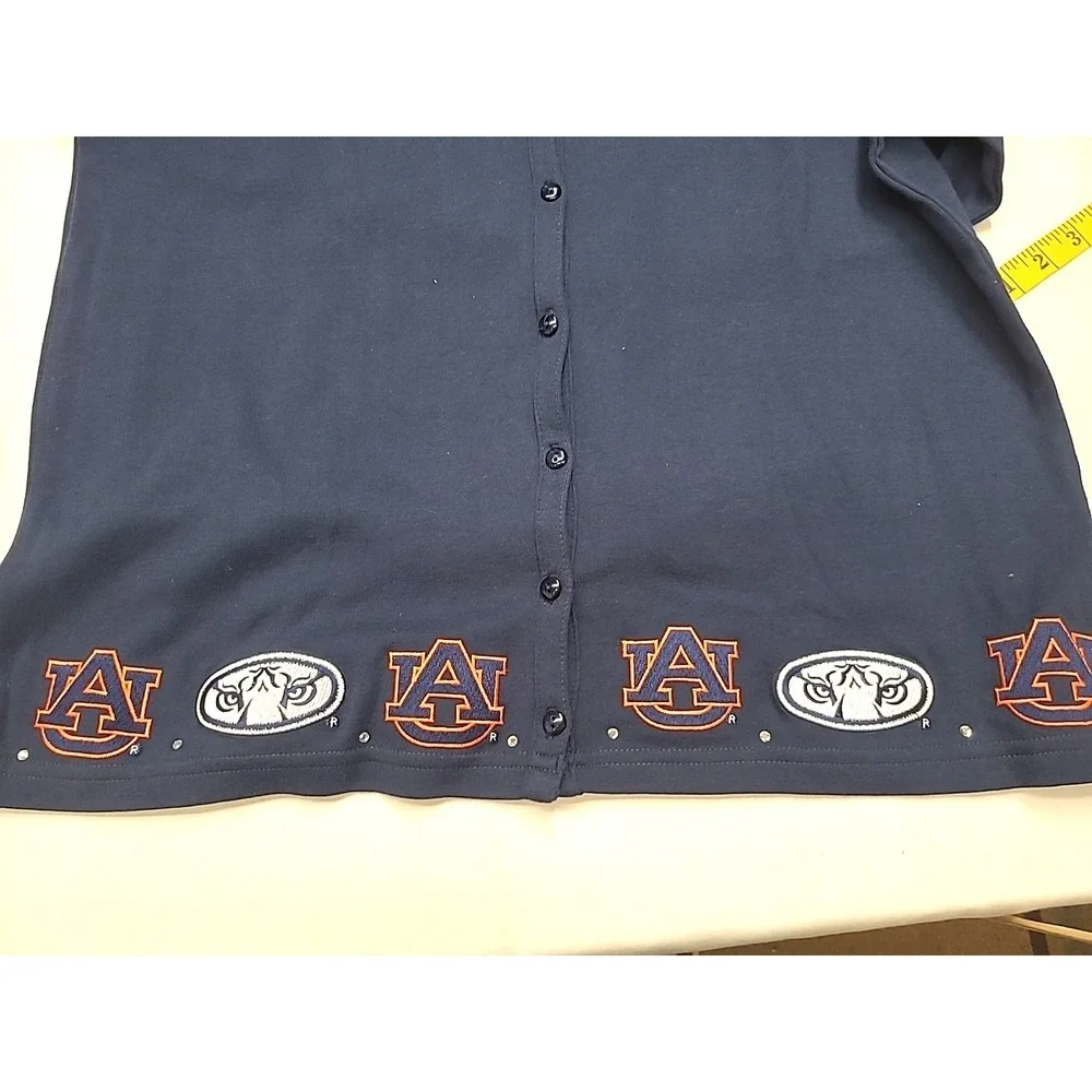 New Auburn‎ University Cardigan Sweater Sz XL Navy Blue Embroidered Aubie Logo